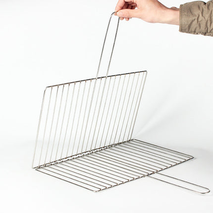 Kdkad Fish Grilling Basket, BBQ Grilling Basket, Folding Portable Stainless Steel BBQ Grill Basket for Fish Vegetables Shrimp with Handle 15×9.4 in Silver.