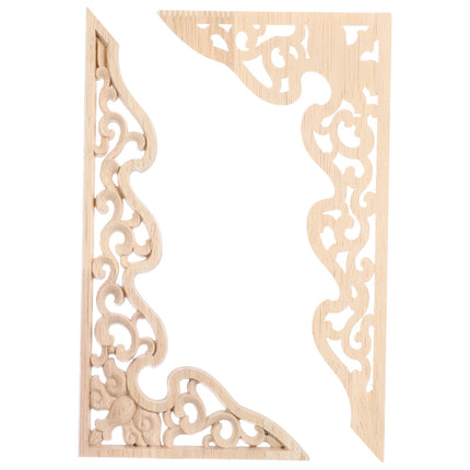 2 Pcs Long Furniture Carvings Wainscoting for Wall Wood Decorative Piece Office.