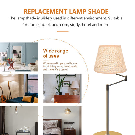 SKISUNO Khaki Rattan Floor Lamp Shade Replacement 6.7x6.7in for Study Room, 1 Piece and Stylish.