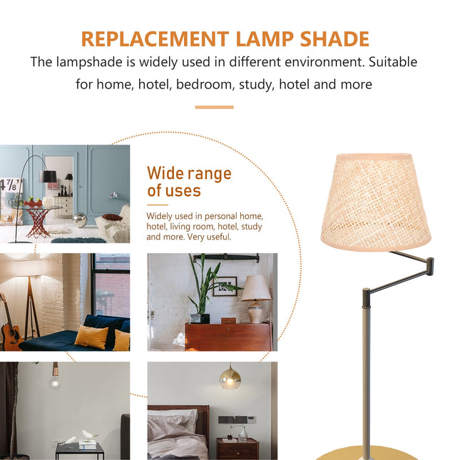 SKISUNO Khaki Rattan Floor Lamp Shade Replacement 6.7x6.7in for Study Room, 1 Piece and Stylish.