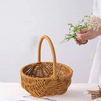 Chmadoxn Easter Basket, Handwoven Rattan Flower Basket for Bouquet, Home Decor & Wedding Centerpiece - Natural Woven Storage Basket with Handle, Serviceable & Lightweight Floral Display - Spring Decor.