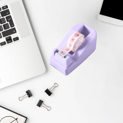 Darzheoy Desktop Tape Dispenser Adhesive Roll Holder Desk Accessories Home Office Tape Dispensers, Weighted Non-Skid Base Purple.