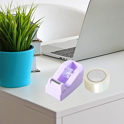 Darzheoy Desktop Tape Dispenser Adhesive Roll Holder Desk Accessories Home Office Tape Dispensers, Weighted Non-Skid Base Purple.