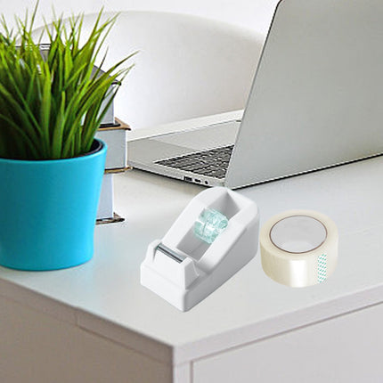 Darzheoy Desktop Tape Dispenser Adhesive Roll Holder Desk Accessories Home Office Tape Dispensers, Weighted Non-Skid Base White.