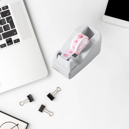 Darzheoy Desktop Tape Dispenser Adhesive Roll Holder Desk Accessories Home Office Tape Dispensers, Weighted Non-Skid Base White.