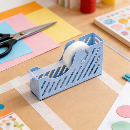 Darzheoy Desktop Tape Dispenser Adhesive Roll Holder Desk Accessories Home Office Tape Dispensers, Weighted Non-Skid Base X-Blue.