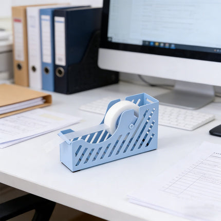 Darzheoy Desktop Tape Dispenser Adhesive Roll Holder Desk Accessories Home Office Tape Dispensers, Weighted Non-Skid Base X-Blue.