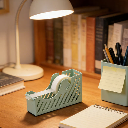Darzheoy Desktop Tape Dispenser Adhesive Roll Holder Desk Accessories Home Office Tape Dispensers, Weighted Non-Skid Base X-Green.