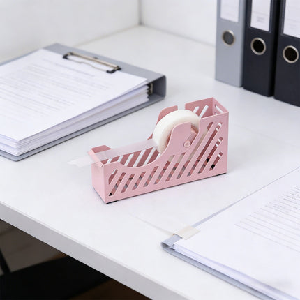 Darzheoy Desktop Tape Dispenser Adhesive Roll Holder Desk Accessories Home Office Tape Dispensers, Weighted Non-Skid Base X-Pink.
