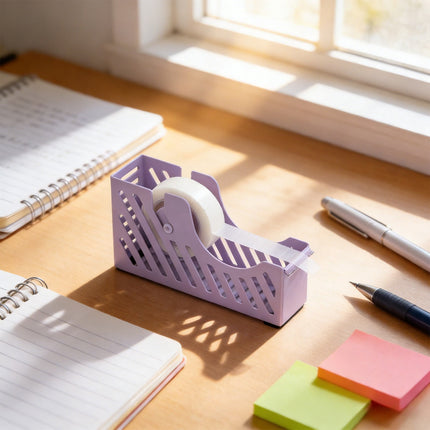 Darzheoy Desktop Tape Dispenser Adhesive Roll Holder Desk Accessories Home Office Tape Dispensers, Weighted Non-Skid Base X-Purple.