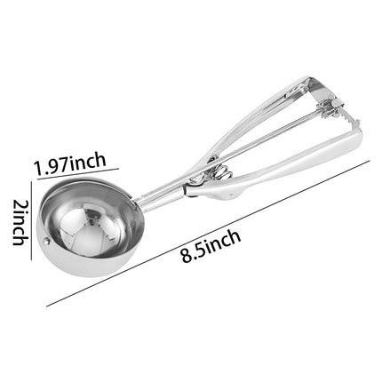 Kdkad Ice Cream Scoop, Cookie Scoops for Baking,Polished Stainless Steel Ice Cream Scoop, Different Sizes Ice Cream Spoon, Melon Balls, Biscuit Dough Baking Supplies M silvery.