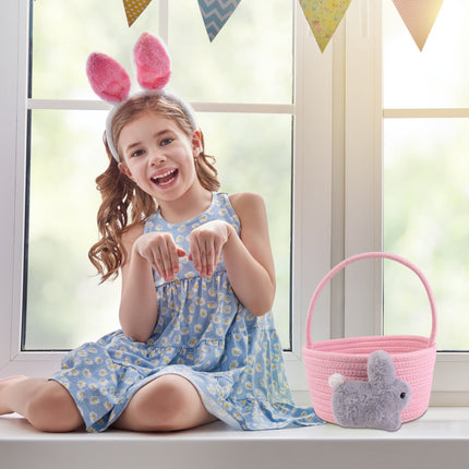 Chmadoxn Adorable Easter Bunny Basket for Kids - Perfect Easter Gift, Cute Easter Bucket Bags with Rabbit Ears for Easter Eggs Hunting, Affordable & Festive Spring Decor As Show G.