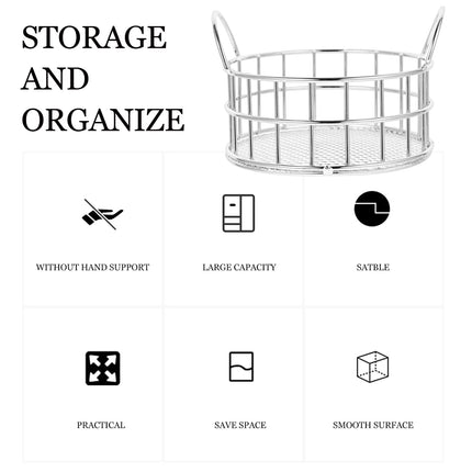 HOOWIFFY Metal Storage Basket for Home and Office, Organizer for Kitchen, Desk, Bathroom, and More.