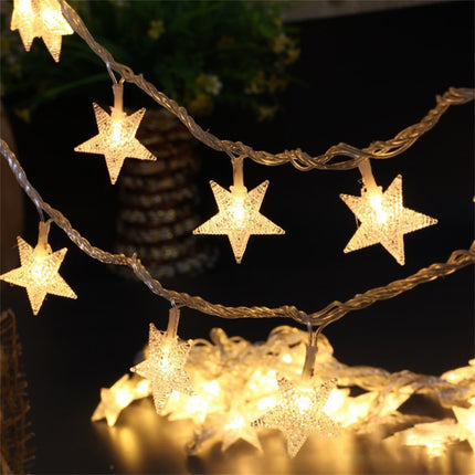 Darzheoy Star String Lights, 20 FT 40 LED Battery Operated Twinkle Lights Warm White Cute Hanging Star Fairy Light for Bedroom Room Office Home Indoor Outdoor Eid Xmas Tree Decor White.