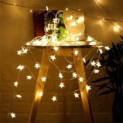 Darzheoy Star String Lights, 20 FT 40 LED Battery Operated Twinkle Lights Warm White Cute Hanging Star Fairy Light for Bedroom Room Office Home Indoor Outdoor Eid Xmas Tree Decor White.