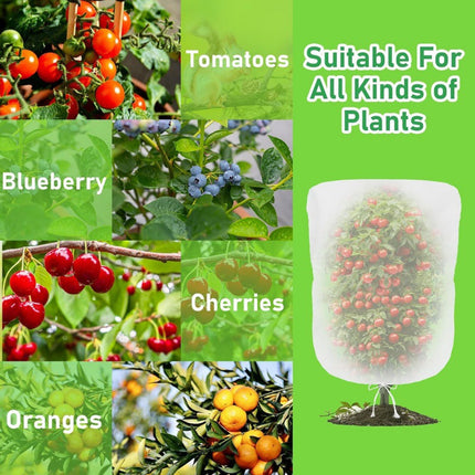 Darzheoy 1 Pack Garden Mesh Netting for Plants, 19.7 x 29.5 Inch Insect Bird Barrier Netting Mesh with Drawstring, Tomato Plant Cover Fruits Tree Netting Bags Protection for Vegetables 59" x 63" 1 Pack.