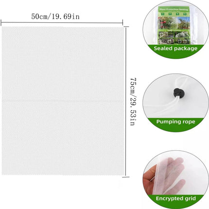 Darzheoy 1 Pack Garden Mesh Netting for Plants, 19.7 x 29.5 Inch Insect Bird Barrier Netting Mesh with Drawstring, Tomato Plant Cover Fruits Tree Netting Bags Protection for Vegetables 63" x 90.6" 1 Pack.