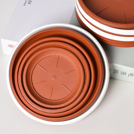 Darzheoy 6 Pack Plant Saucer Tray 3.6 inch, Heavy Duty Plastic Pot Plant Drip Trays Saucers for Indoors Outdoor, Plant Water Tray for Planters 4.7" Brown.