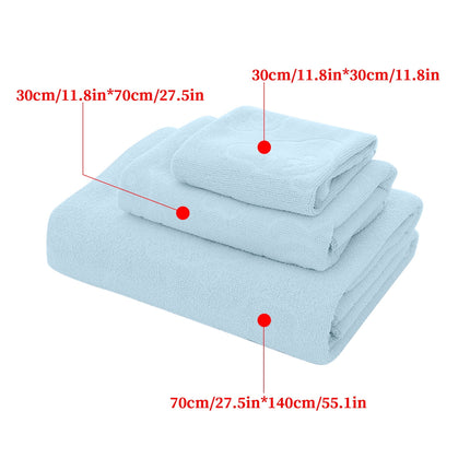 AYktou Bath Towels 3 Pack Cotton Bathroom Set,Contains a Bath Towels 28*56",a Hand Towels 12*12",a Face Towels 12*28",Soft Compact & Lightweight,for Gym Camp Beach and Daily Use Blue.