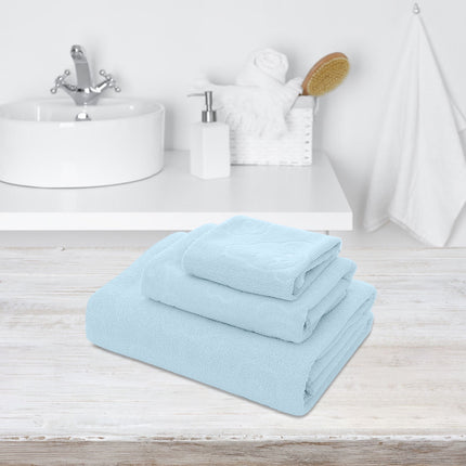 AYktou Bath Towels 3 Pack Cotton Bathroom Set,Contains a Bath Towels 28*56",a Hand Towels 12*12",a Face Towels 12*28",Soft Compact & Lightweight,for Gym Camp Beach and Daily Use Blue.