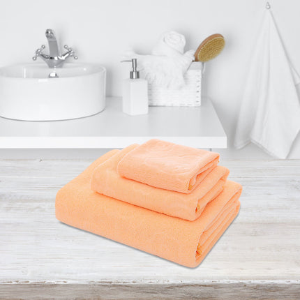 AYktou Bath Towels 3 Pack Cotton Bathroom Set,Contains a Bath Towels 28*56",a Hand Towels 12*12",a Face Towels 12*28",Soft Compact & Lightweight,for Gym Camp Beach and Daily Use Orange.