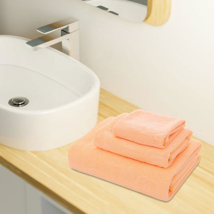 AYktou Bath Towels 3 Pack Cotton Bathroom Set,Contains a Bath Towels 28*56",a Hand Towels 12*12",a Face Towels 12*28",Soft Compact & Lightweight,for Gym Camp Beach and Daily Use Orange.