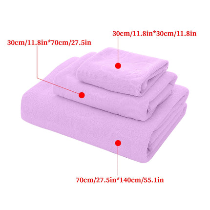 AYktou Bath Towels 3 Pack Cotton Bathroom Set,Contains a Bath Towels 28*56",a Hand Towels 12*12",a Face Towels 12*28",Soft Compact & Lightweight,for Gym Camp Beach and Daily Use Purple.