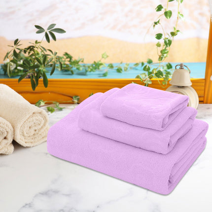 AYktou Bath Towels 3 Pack Cotton Bathroom Set,Contains a Bath Towels 28*56",a Hand Towels 12*12",a Face Towels 12*28",Soft Compact & Lightweight,for Gym Camp Beach and Daily Use Purple.