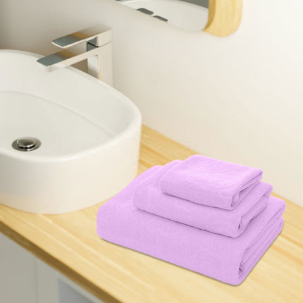 AYktou Bath Towels 3 Pack Cotton Bathroom Set,Contains a Bath Towels 28*56",a Hand Towels 12*12",a Face Towels 12*28",Soft Compact & Lightweight,for Gym Camp Beach and Daily Use Purple.