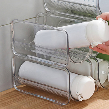 AYktou Wine Rack Water Bottle Organizer Sodas Can Organizer,Stackable Cabinet Organizer Bottle Plastic Water Bottle Holder Can Organizer for Countertop,Table Top,Pantry,Fridge D.