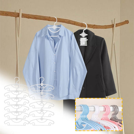 Kdkad 10-Pack Serviceable Kids' Clothes Hangers - Heavy-Duty Plastic Non-Slip Infant & Toddler Hangers for Closet, Nursery, Travel - Space-Saving Baby Closet Organizers 11.2×6.5 in Pink.