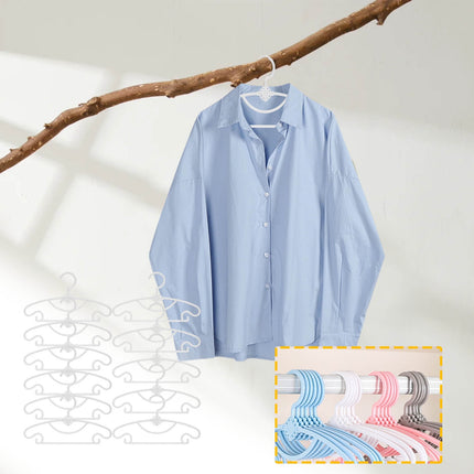 Kdkad 10-Pack Serviceable Kids' Clothes Hangers - Heavy-Duty Plastic Non-Slip Infant & Toddler Hangers for Closet, Nursery, Travel - Space-Saving Baby Closet Organizers 11.2×6.5 in Pink.