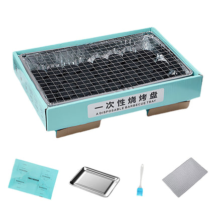 Kdkad Disposable BBQ Grill – Portable Outdoor Picnic, Cam& Group Gatherings – Low-Smoke Stainless Steel Kraft Paper Tray with Fast-Burning Charcoal – Easy Baking & Grilling.