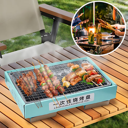Kdkad Disposable BBQ Grill – Portable Outdoor Picnic, Cam& Group Gatherings – Low-Smoke Stainless Steel Kraft Paper Tray with Fast-Burning Charcoal – Easy Baking & Grilling.