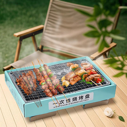 Kdkad Disposable BBQ Grill – Portable Outdoor Picnic, Cam& Group Gatherings – Low-Smoke Stainless Steel Kraft Paper Tray with Fast-Burning Charcoal – Easy Baking & Grilling.
