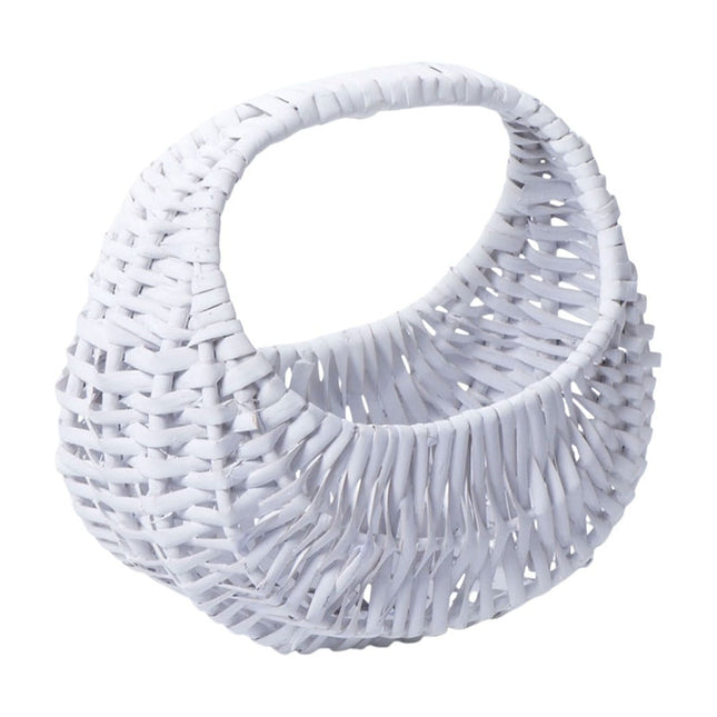 Darzheoy Wicker Basket with Handle, Wicker Shopping Basket, Picnic Baskets, Wicker Storage Basket, Rattan Basket for Wedding White.