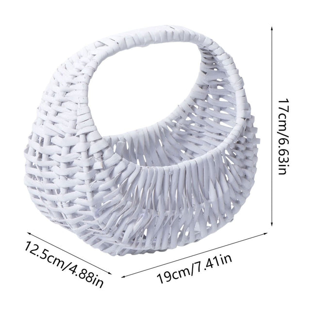 Darzheoy Wicker Basket with Handle, Wicker Shopping Basket, Picnic Baskets, Wicker Storage Basket, Rattan Basket for Wedding White.