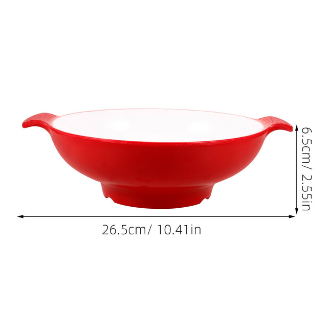 SKISUNO Large Salad Serving Bowl Red Plastic 1Set 10.41X8.45X2.55in.