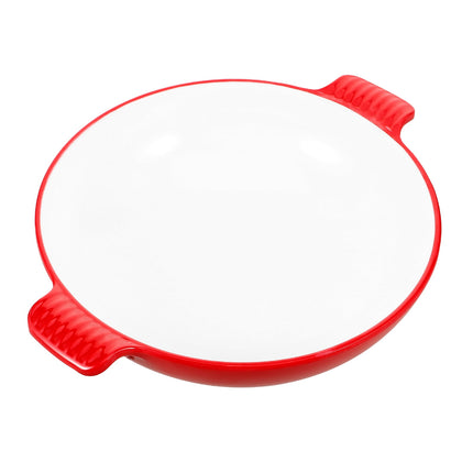 SKISUNO Large Salad Serving Bowl Red Plastic 1Set 10.41X8.45X2.55in.