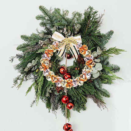 WHAMVOX Golden Christmas Bell Wreath with Bells for Decoration Iron Material Adds Festive Touch.
