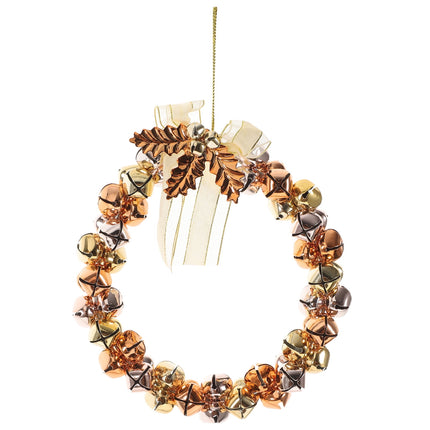 WHAMVOX Golden Christmas Bell Wreath with Bells for Decoration Iron Material Adds Festive Touch.