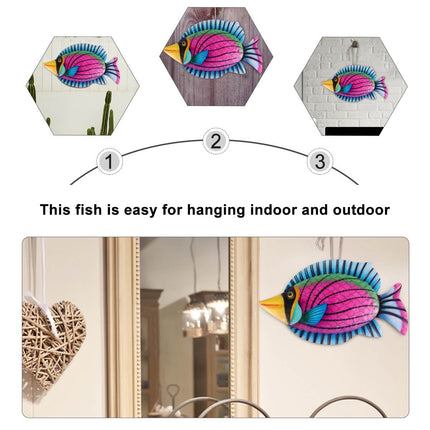 WHAMVOX Purple Iron Fish Wall Decor for Contemporary Home Decoration Easy to Hang Indoors Outdoors 7.5 Inches.