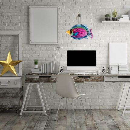 WHAMVOX Purple Iron Fish Wall Decor for Contemporary Home Decoration Easy to Hang Indoors Outdoors 7.5 Inches.