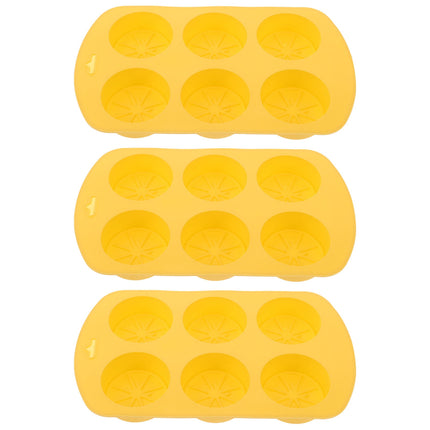 HOOWIFFY Silicone Baking Mold Lemon Slice Shaped for Soap Making Yellow 3Pcs.