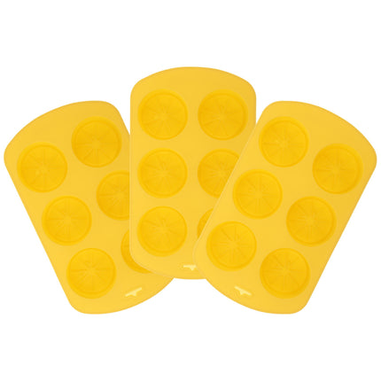 HOOWIFFY Silicone Baking Mold Lemon Slice Shaped for Soap Making Yellow 3Pcs.