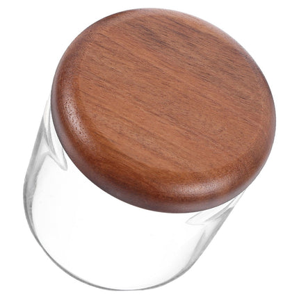 WHAMVOX Small Glass Jar with Airtight Wooden Lid, Food Storage Canister for Cereal, Snacks, Coffee, Kitchen Organization.