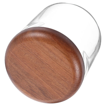 WHAMVOX Small Glass Jar with Airtight Wooden Lid, Food Storage Canister for Cereal, Snacks, Coffee, Kitchen Organization.