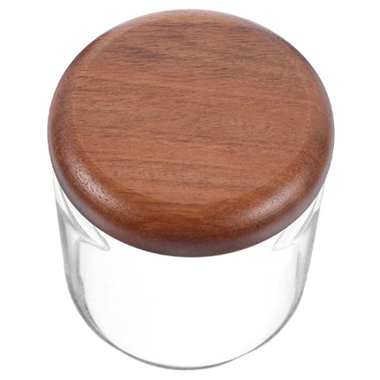 WHAMVOX Small Glass Jar with Airtight Wooden Lid, Food Storage Canister for Cereal, Snacks, Coffee, Kitchen Organization.