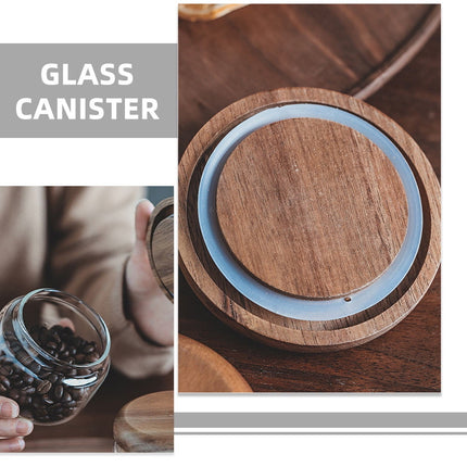 WHAMVOX Small Glass Jar with Airtight Wooden Lid, Food Storage Canister for Cereal, Snacks, Coffee, Kitchen Organization.