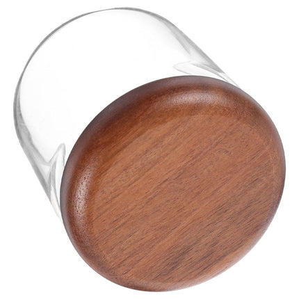 WHAMVOX Small Glass Jar with Airtight Wooden Lid, Food Storage Canister for Cereal, Snacks, Coffee, Kitchen Organization.